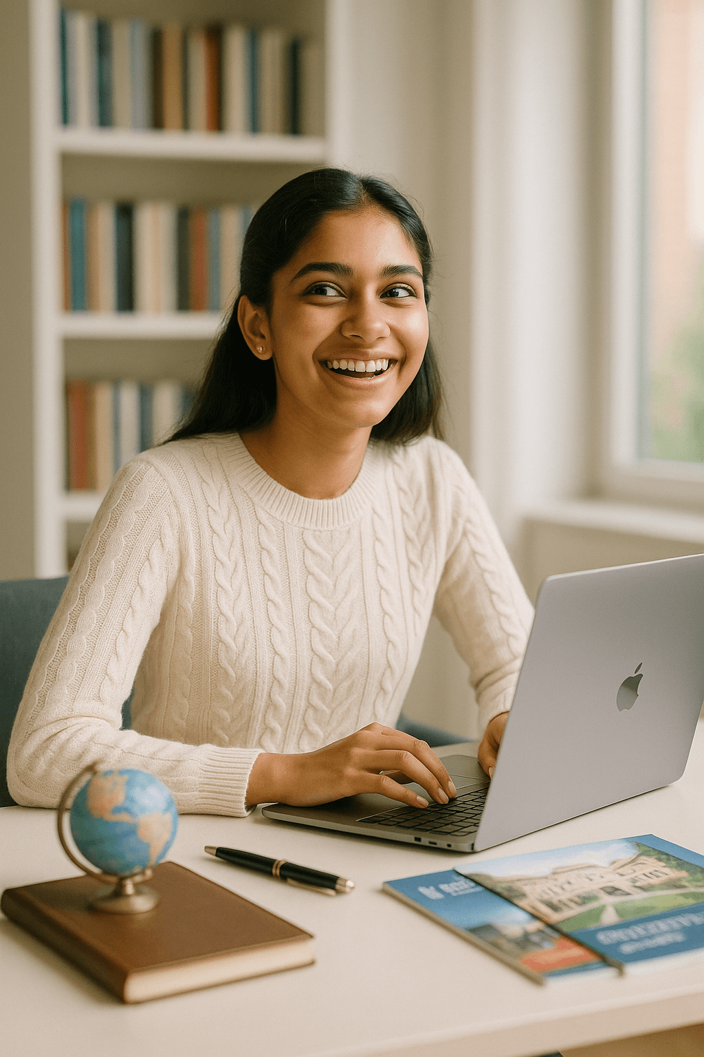 Student researching colleges.